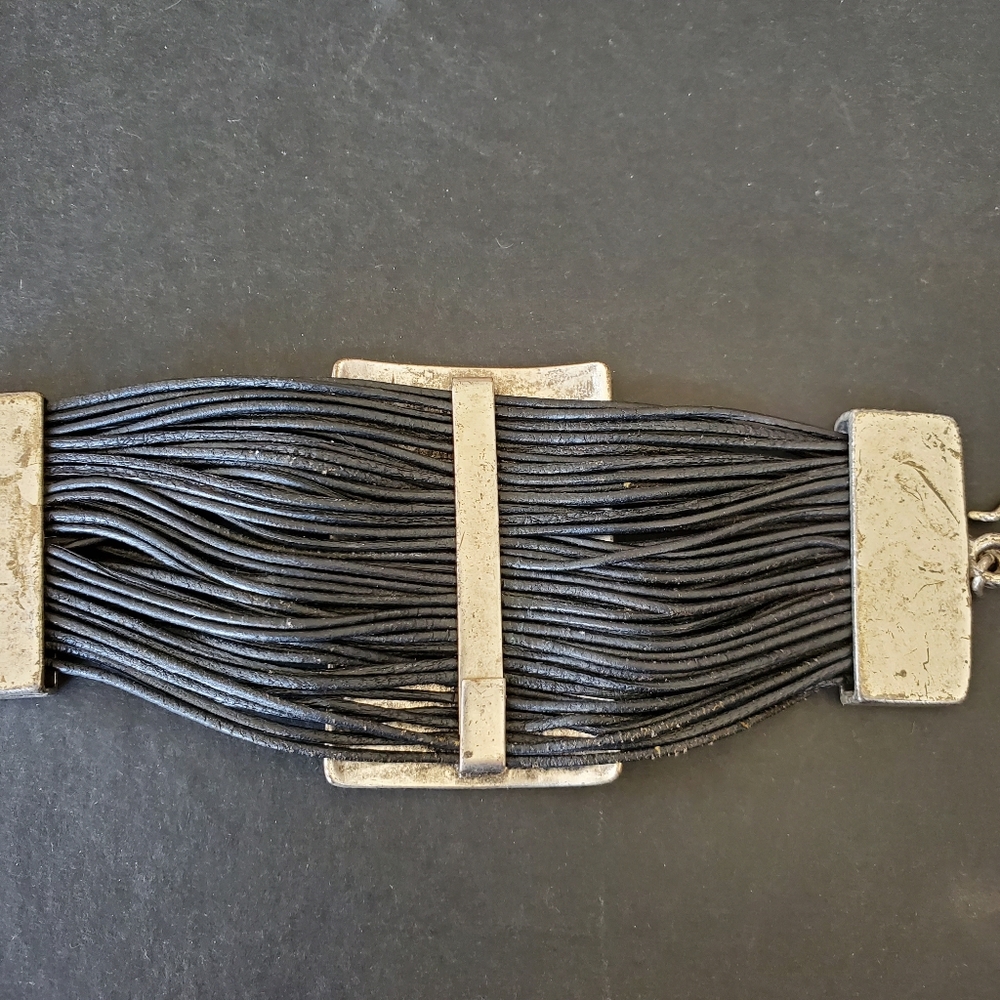 Silver Metal Cuff Statement Bracelet - image 3